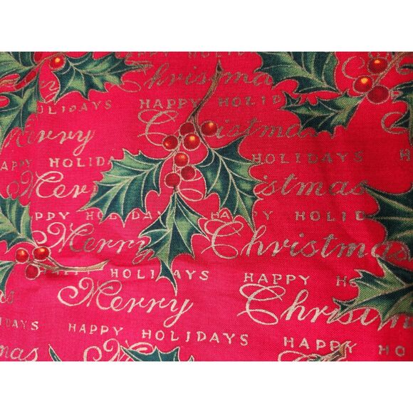 Vtg. 2000 Alexander Henry Happy Holidays Christmas Holly Cotton Fabric 3.4 Yds. - Picture 5 of 7